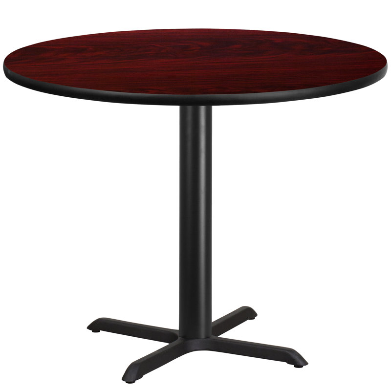 Plateau de table rond en stratifié Carrus, H 31,13 po x l 42 po x P 42 po, Acajou