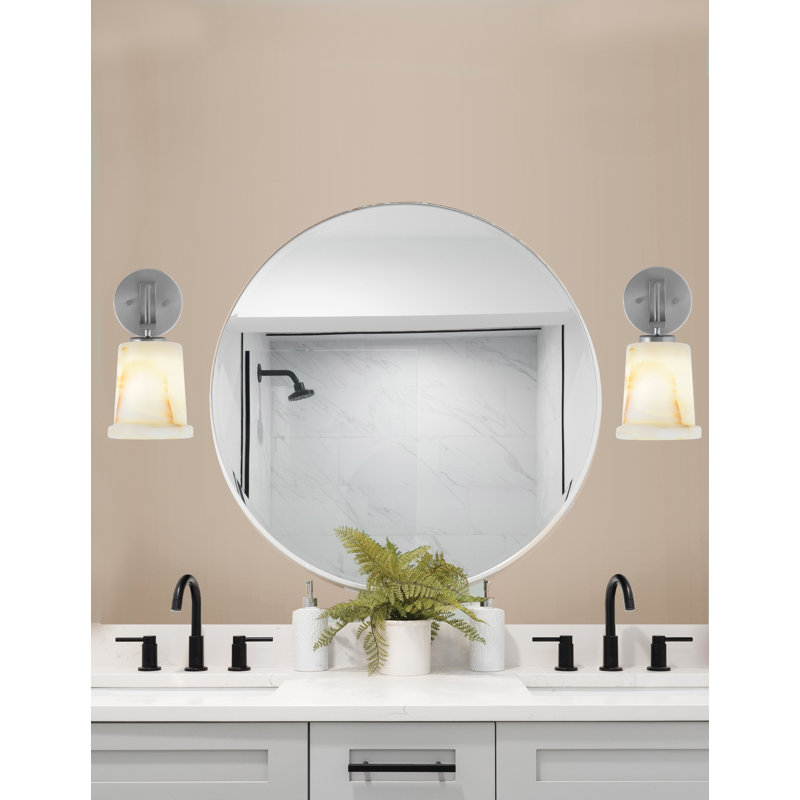 Waldes Wall Sconce, Graphite Finish, 5" Natural Stone Shade