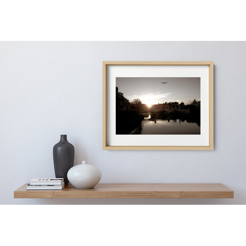 Tiber Sunset Print by Joseph Regan, Natural, 14" H x 16" W x 0.75" D