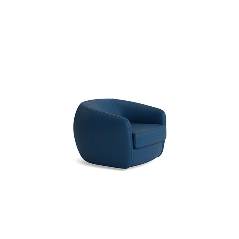Elaine Leather Swivel Chair, Leather - Deep Blue