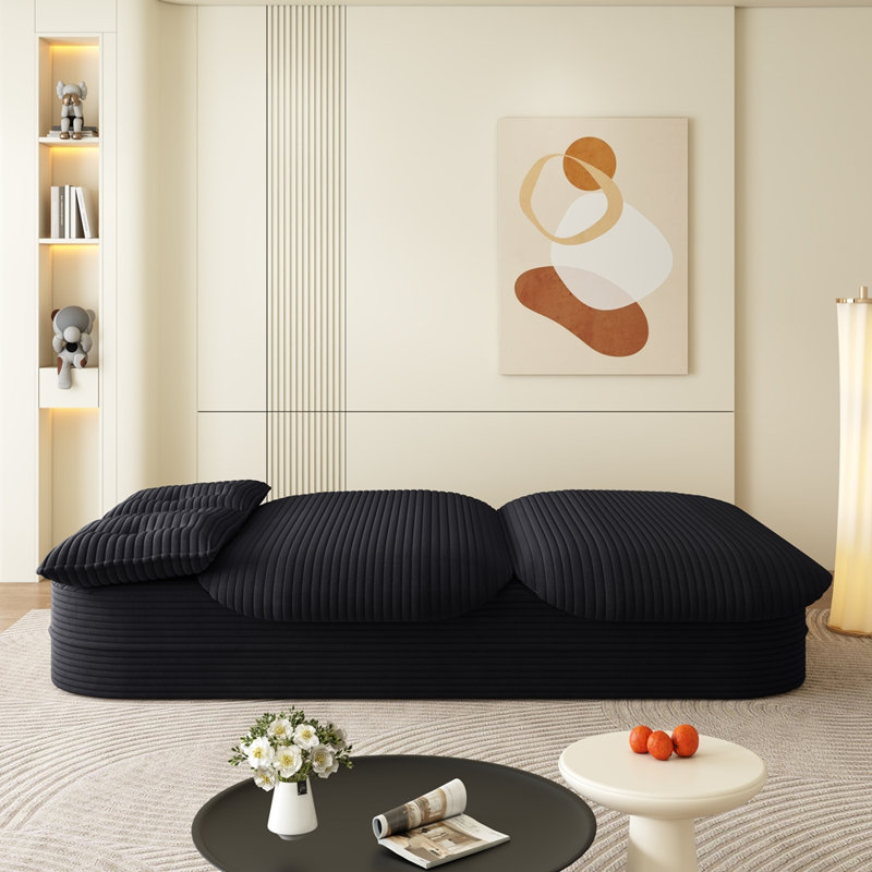 Canapé confortable en velours côtelé moelleux, Noir