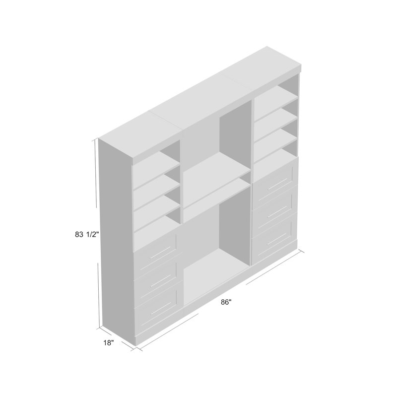 Système d'organisation l 86 po avec tiroirs Arlex, Blanc