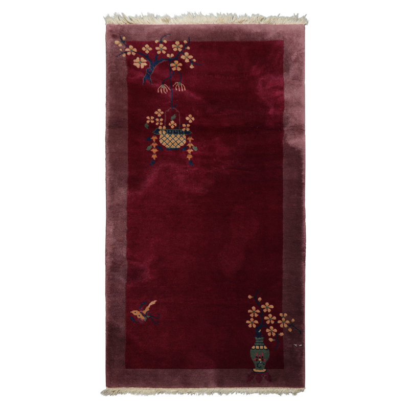 Tapis art déco chinois en laine noué à la main 2 pi 6 po x 4 pi 8 po
