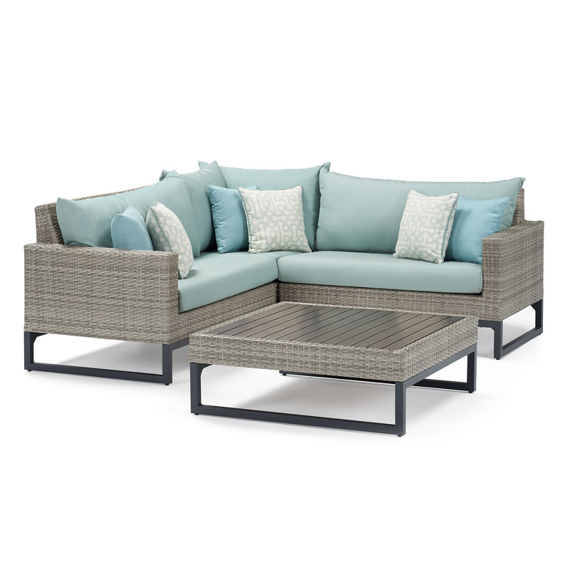 Sameko Outdoor 4 - Piece Conversation Set, Gray, Canvas Jockey Red Sunbrella® Canvas