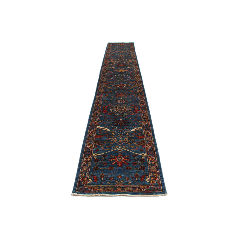Tapis de couloir traditionnel 3 x 18 bleu et multicolore Anatolian