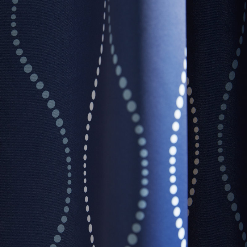 Swirl Room Darkening Curtain Pair, White/Blue, 52" W x 84" L