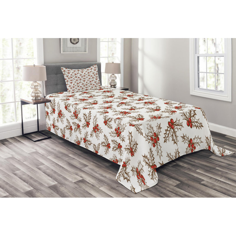Rustic Polyester Floral Coverlet, Twin Coverlet + 1 Sham