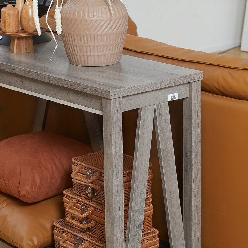 Console, table d'entrée de ferme avec tablette à lattes de rangement, canapé rustique avec anti-basculement pour le salon, couloir