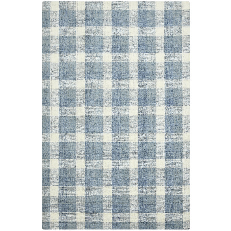 Maney Checkered Plaid Handmade New Zealand Wool Area Rug, Rectangle 5' x 7'6"