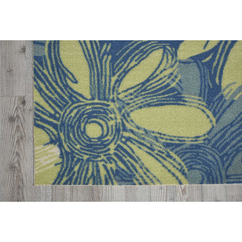 Tapis bleu moderne Dian, Tapis de couloir 2 pi 3 po x 8 pi