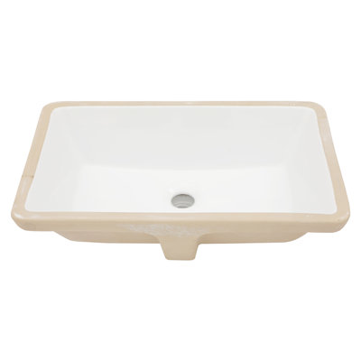 21"X13" White Undermount Ceramic Bathroom Sink, Elegant And Generous Design, Overflow Function Rectangular Quality, Practical Design