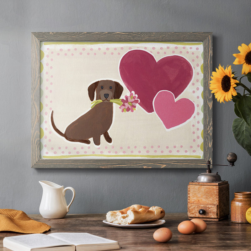 Dachshund Delight Collection, peinture sur toile encadrée, Gris, H 28 po x l 42 po x P 1,5 po