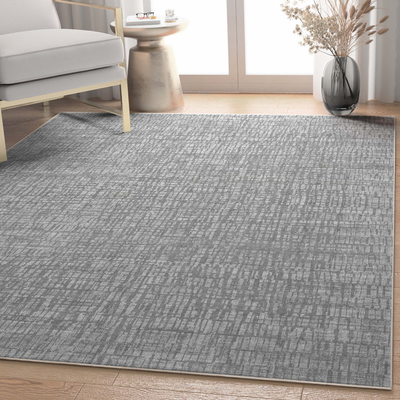 Tapis gris à motif géométrique moderne Nuzzo Nightscape, Rectangle 7 pi 7 po x 9 pi 10 po