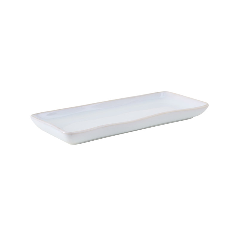 Tuxton Artisan Ceramic Tray, Agave White, 1.25" H x 13.75" W x 5" D