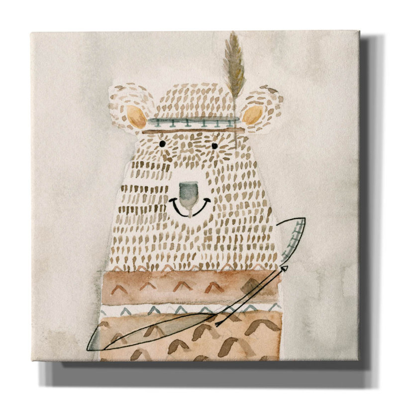 Bungalow Rose «Native Bear» par Natalie Timbrook, art mural sur toile, 12 po x 12 po, H 12 po x l 12 po x P 0,75 po