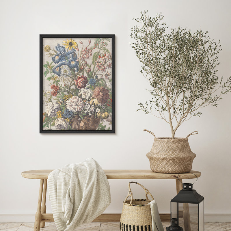 "YUK62, bouquets de fleurs classiques, art floral rustique, affiches, affiches, salle de bain, petit art mural", Blanc