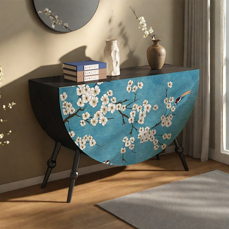 Armoire multifonctionnelle avec motif floral, Noir