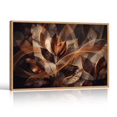 Brown Dried Leaves with Glowing Edges Canvas Wall Art