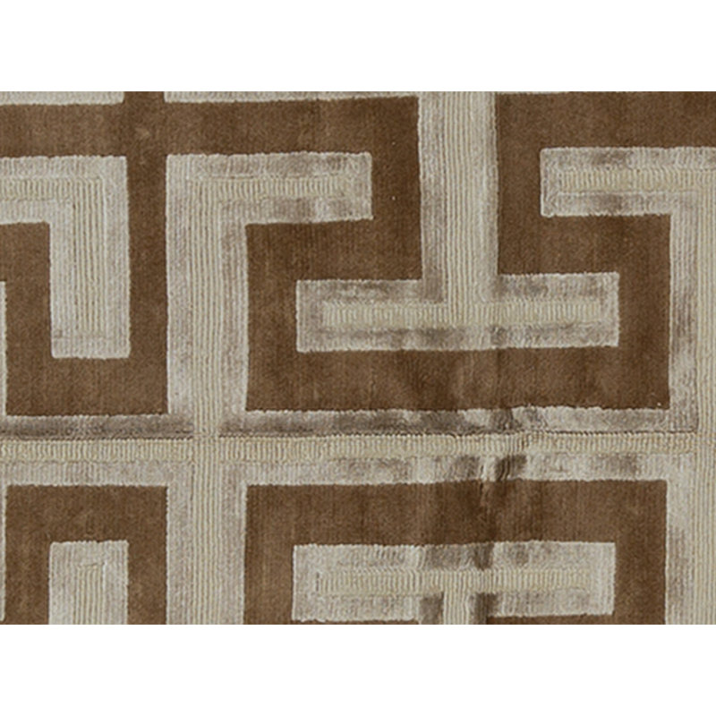 Hand Knotted Geometric Area Rug in Gold