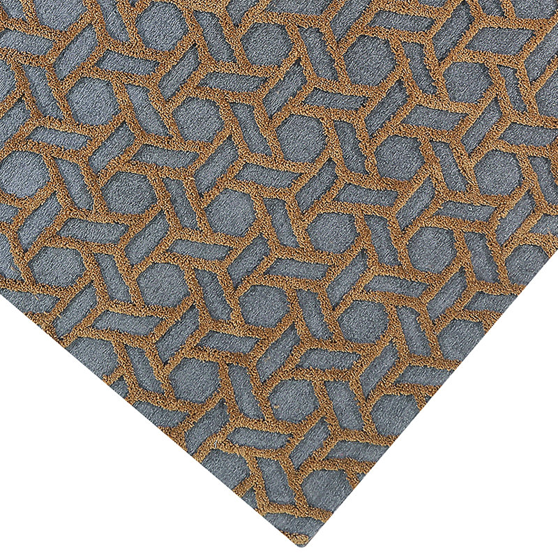 Tapis taupe / bleu sarcelle fait à la main Cecily, Rectangle de 8 pi x 10 pi