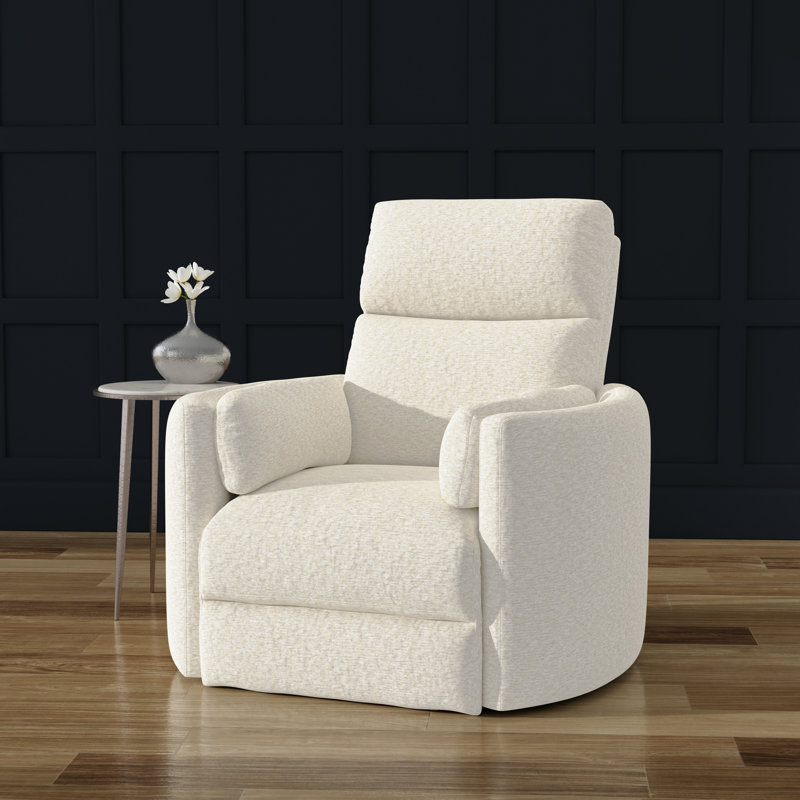 Bre Jelissa 40" W Polyester Upholstered Swivel Recliner with Integrated USB Port , Revel Oyster