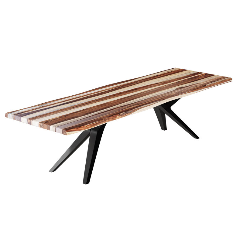 Table de salle à manger Geosvani, L 40 po x L 120 po, Noir / Gris / Brun
