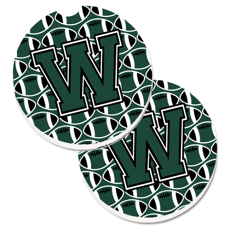 Sous-verre de football, W, Vert / blanc
