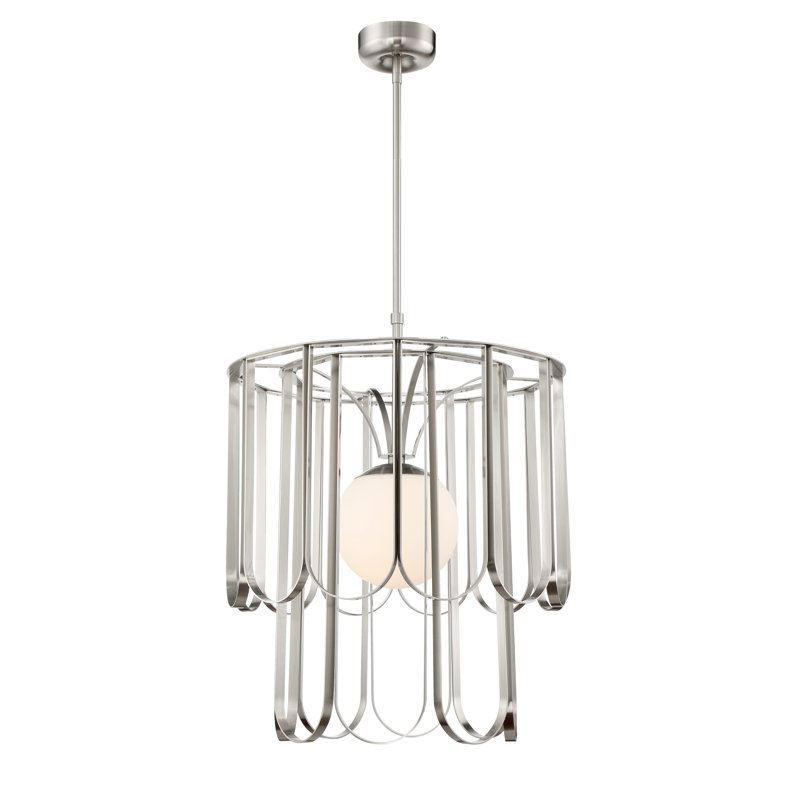 Hialmar 1 - Light Unique/Statement Pendant, 74.67" H x 25" W x 25" D, Nickel