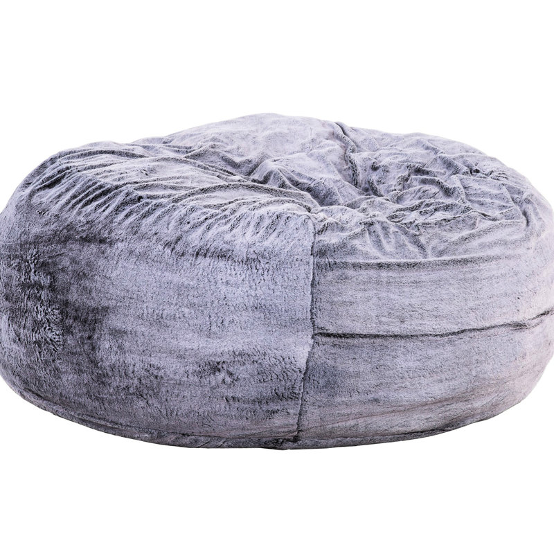 Fauteuil à billes mauve rond de 5 pieds avec mousse à mémoire de forme, fausse fourrure douce, confort pour une détente moderne