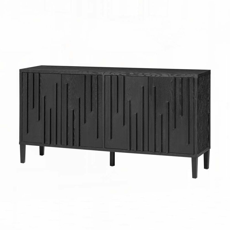 Armoire de rangement à 4 portes Farmhouse, Noir