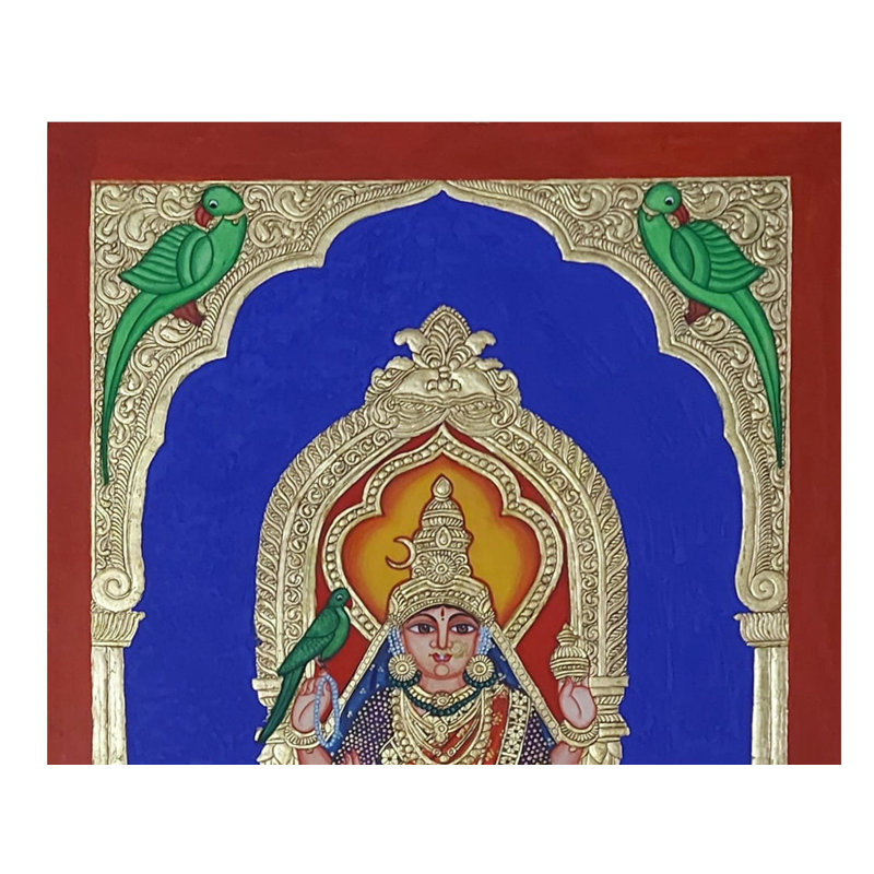 Déesse Meenakshi | Peinture de MySore par Anjali Ram | Aquarelle et feuille d'or