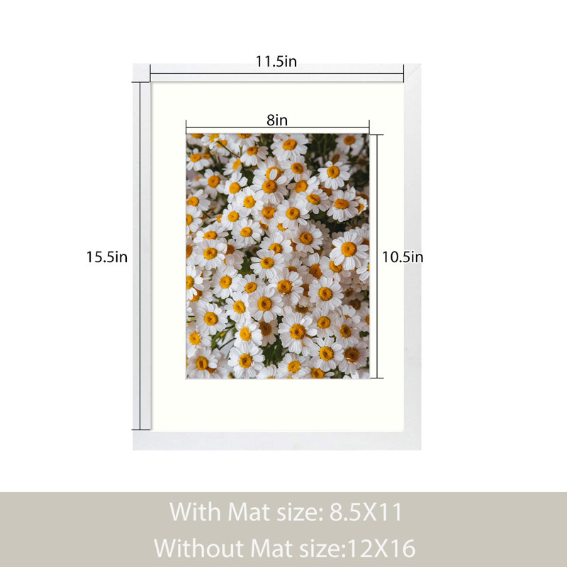 Cadre photo Dreketi, 12 po x 16 po emmêlé à 8,5 po x 11 po, Blanc