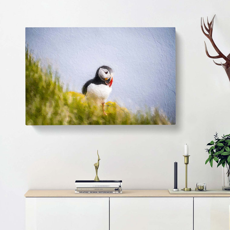 Lone Atlantic Puffin - Wrapped Canvas, 40cm H x 60cm W x 3cm D
