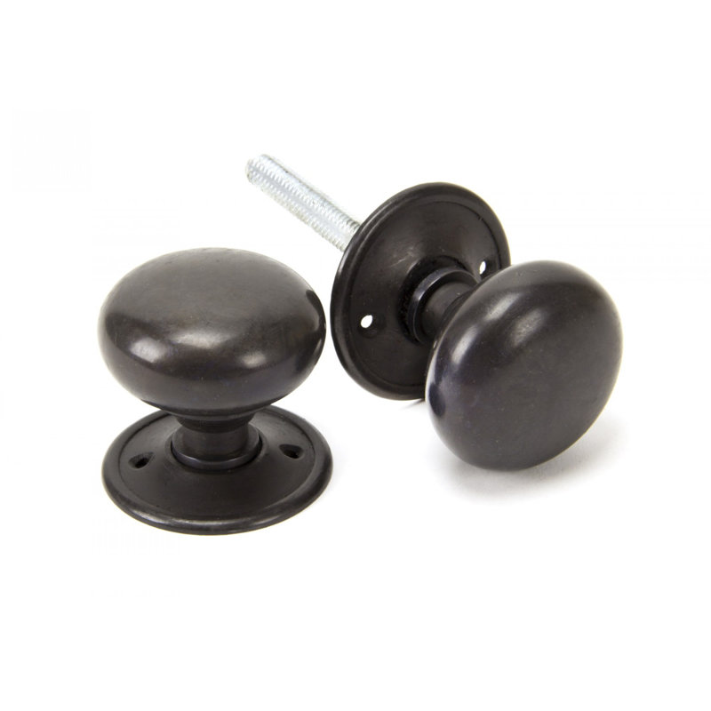 Mushroom Mortice/Rim Knob Set, Aged Bronze