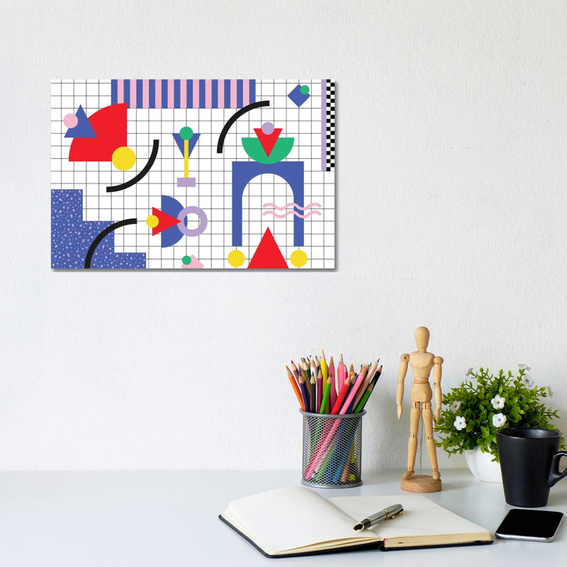 Motif de Memphis 88 - années 80/90 rétro - reproduction d'art mural - toile tendue, H 8 po x l 12 po, Toile tendue