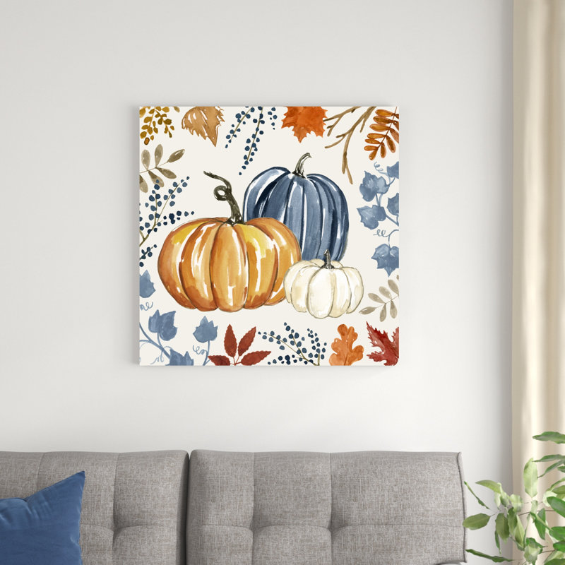 Automne citrouille I - peinture sur toile tendue, H 30 po x l 30 po x P 1,25 po