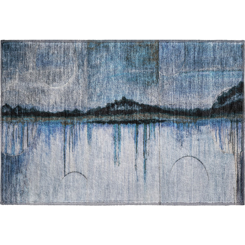 Premium Machine Washable Mayfield Abstract Rug, 1'8" x 2'6", Blue
