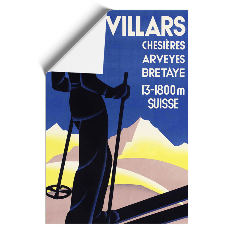 Vintage Skiiing Advertisement - Frameless Print, 42cm H x 30cm W x 0.1cm D