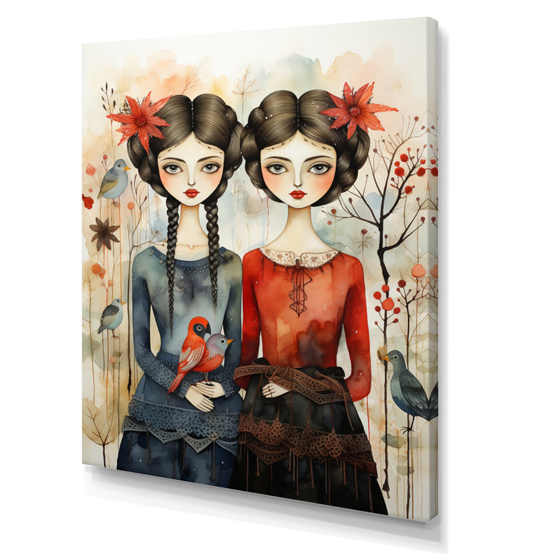 «Dervilla Coral Blue Mexico Art the Two», reproduction, Toile tendue, H 44 po x l 34 po x P 1,5 po