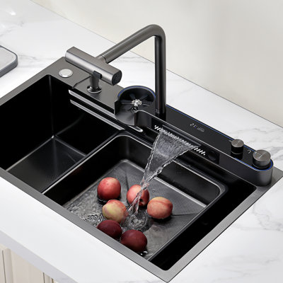Évier de cuisine à encastrer en acier inoxydable 304 L 29,5 po x l 18,25 po avec robinet