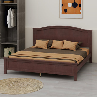 Platform Bed with Headboard and Sturdy Wooden Slat Support Legs