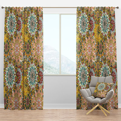 Mandala Pattern - Floral Curtain - Velvet Room darkening - 1 panel