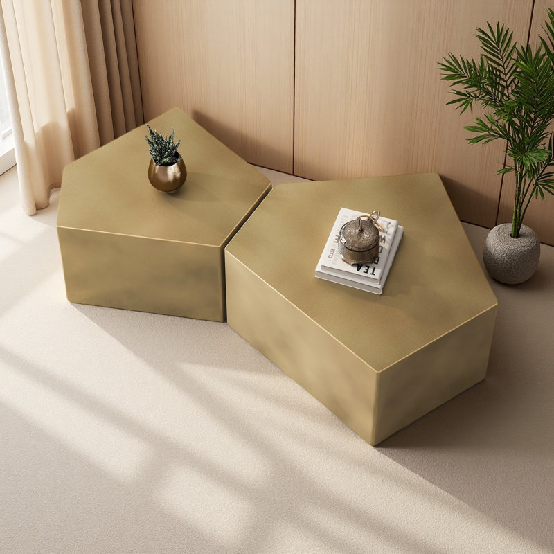Pentagon Nesting Coffee Table Set, Geometric Coffee Table Set, Side Table Set, Cocktail Table Set, Centre Table Set For Living Room, Bedroom