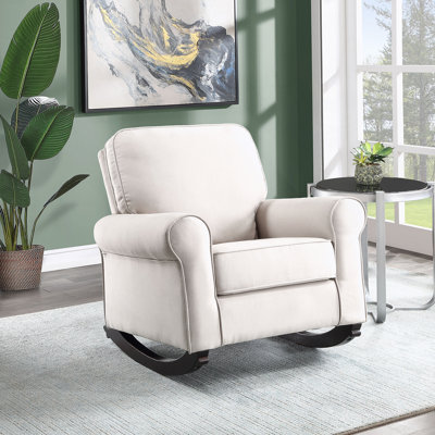 Chaise berçante en tissu beige