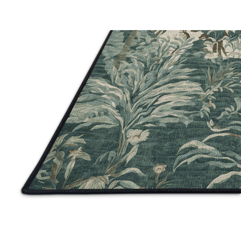 Machine Washable Gray Area Rug, Round 7'