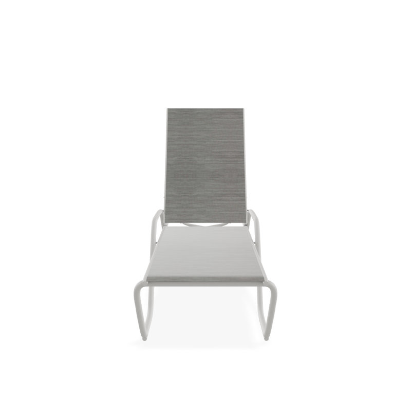 Outdoor Rust-Resistant Metal Chaise Lounge, Textured Snow, Sicily