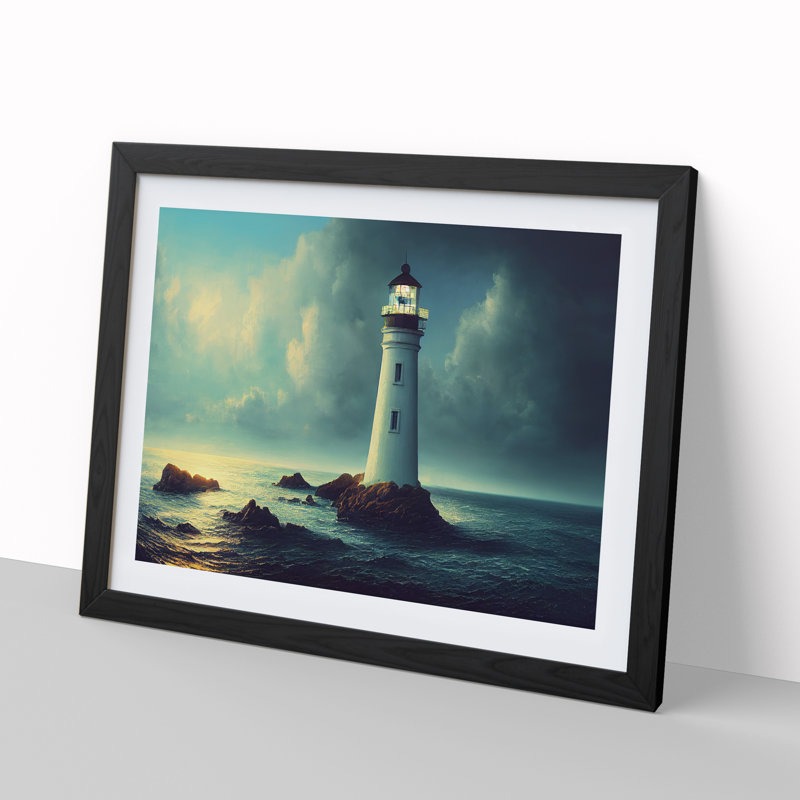 Mesmerising Lighthouse - Single Picture Frame Print, Black Framed, 46cm H x 64cm W x 2cm D