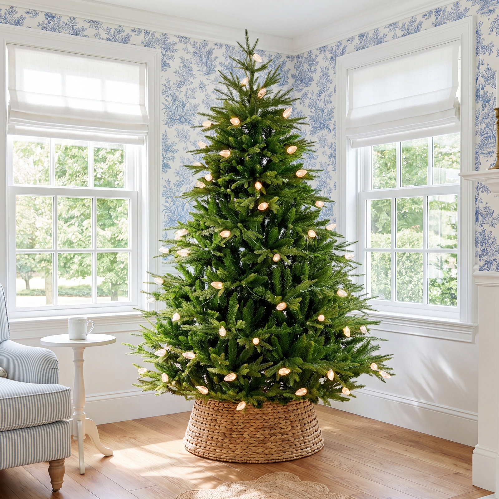 8' Pre-Lit Pine Christmas Tree, 6ft