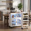 Chariot pour îlot de cuisine avec table étendue, armoire de rangement, 3 tablettes ouvertes latérales, table pour îlot de cuisine sur roulettes-123147629-123147627