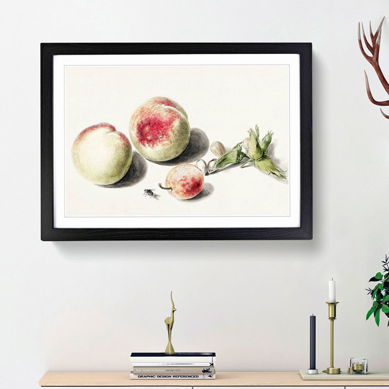 Peaches & Plum by E.G. Van De Kasteele - Picture Frame Painting Print, 48cm H x 65cm W x 2cm D, Black Framed